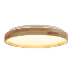 Lindby Mirren LED-Deckenleuchte Holz Ø39,5cm Smart