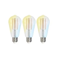 Prios LED-Filamentlampe E27 ST64 7W WLAN Klar 3er