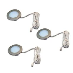 Hera LED-Möbeleinbaulampe FR 55 Edelstahloptik 3er-Set