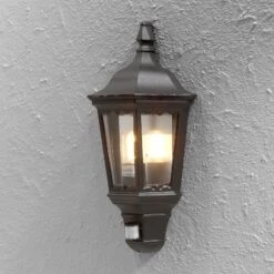 Konstsmide Außenwandlampe Firenze Halbschale, Sensor, Schwarz