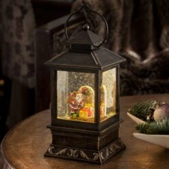 Festliche Deko-Laterne Weihnachtsmann Und Kinder