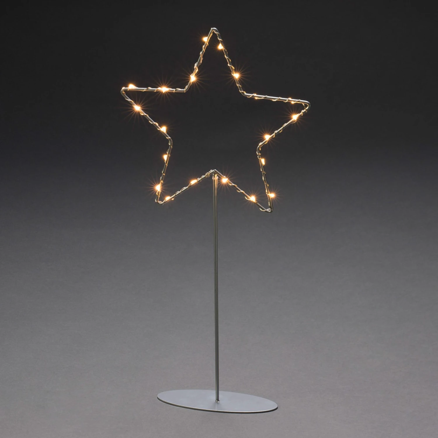 Stehender LED-Metallstern - Silber Mit Fuß 2 Stehender LED-Metallstern - Silber Mit Fuß – Bild 2
