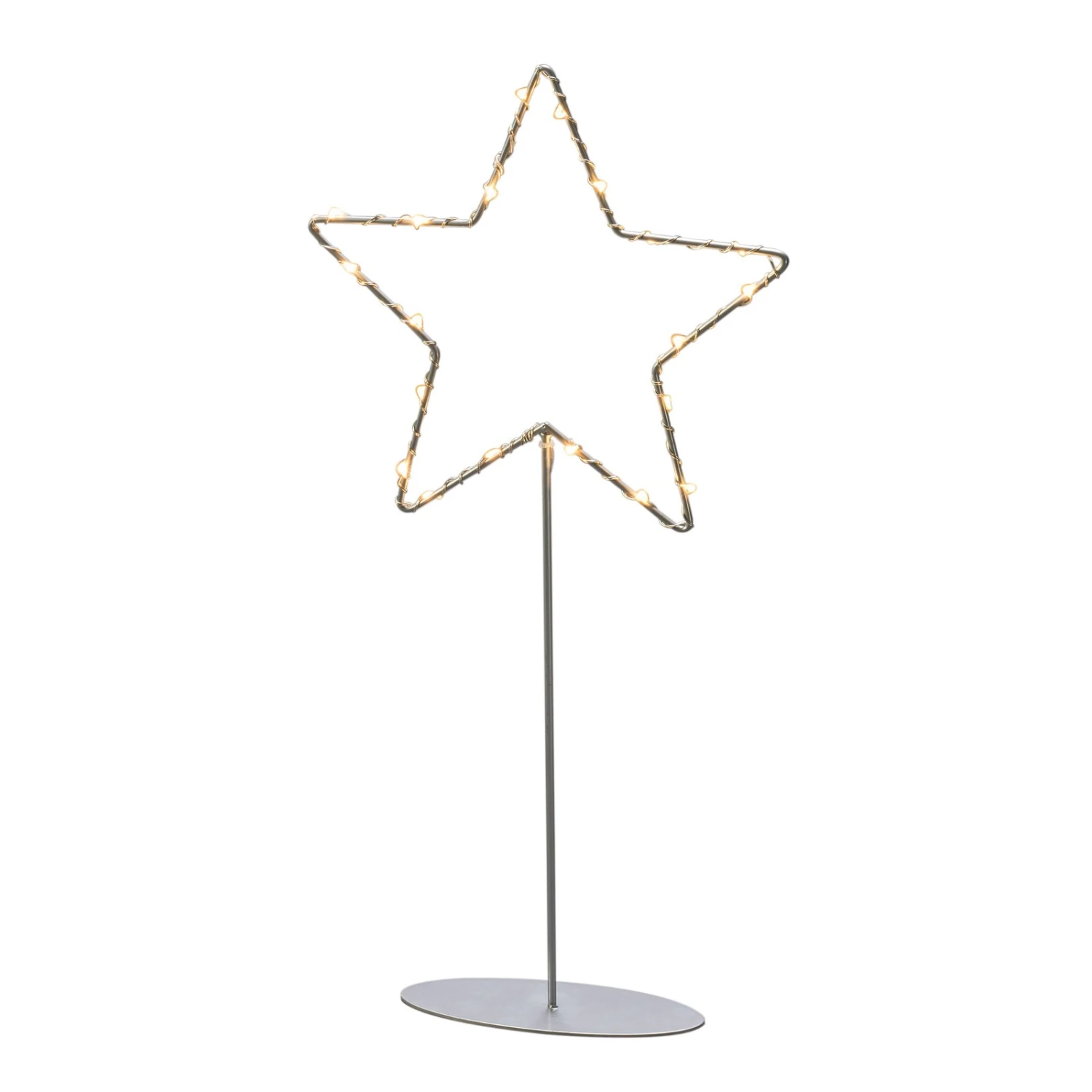 Stehender LED-Metallstern - Silber Mit Fuß 4 Stehender LED-Metallstern - Silber Mit Fuß – Bild 4