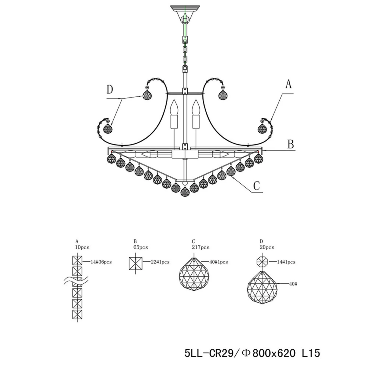 Korblüster Ella Mit Glaskristall 2 Korblüster Ella Mit Glaskristall – Bild 2