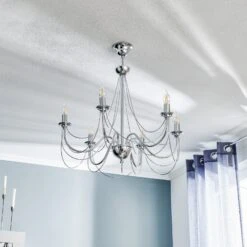 Kronleuchter Retro In Silber, 6fl. 75 Cm Abhängung -Modegeschäft Für Heimbeleuchtung 6089172 2