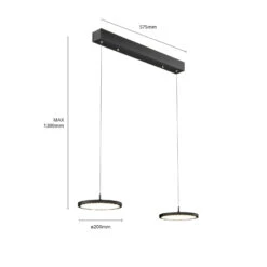 Rothfels Gion LED-Pendellampe 2flammig Alu/schwarz -Modegeschäft Für Heimbeleuchtung 6722582 6