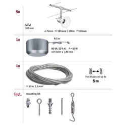 Paulmann Sheela Seilsystem 5fl. Chrom Matt 13 Paulmann Sheela Seilsystem 5fl. Chrom Matt -Modegeschäft Für Heimbeleuchtung 7602919 6