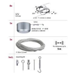 Paulmann Cardan Seilsystem 8fl. Chrom Matt/chrom 11 Paulmann Cardan Seilsystem 8fl. Chrom Matt/chrom -Modegeschäft Für Heimbeleuchtung 7602922 5