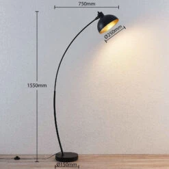 Bogenstehlampe Phileas In Schwarz Und Gold -Modegeschäft Für Heimbeleuchtung 8032154 3
