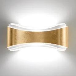 LED-Wandampe Ionica Aus Stahl Mit Blattgolddekor