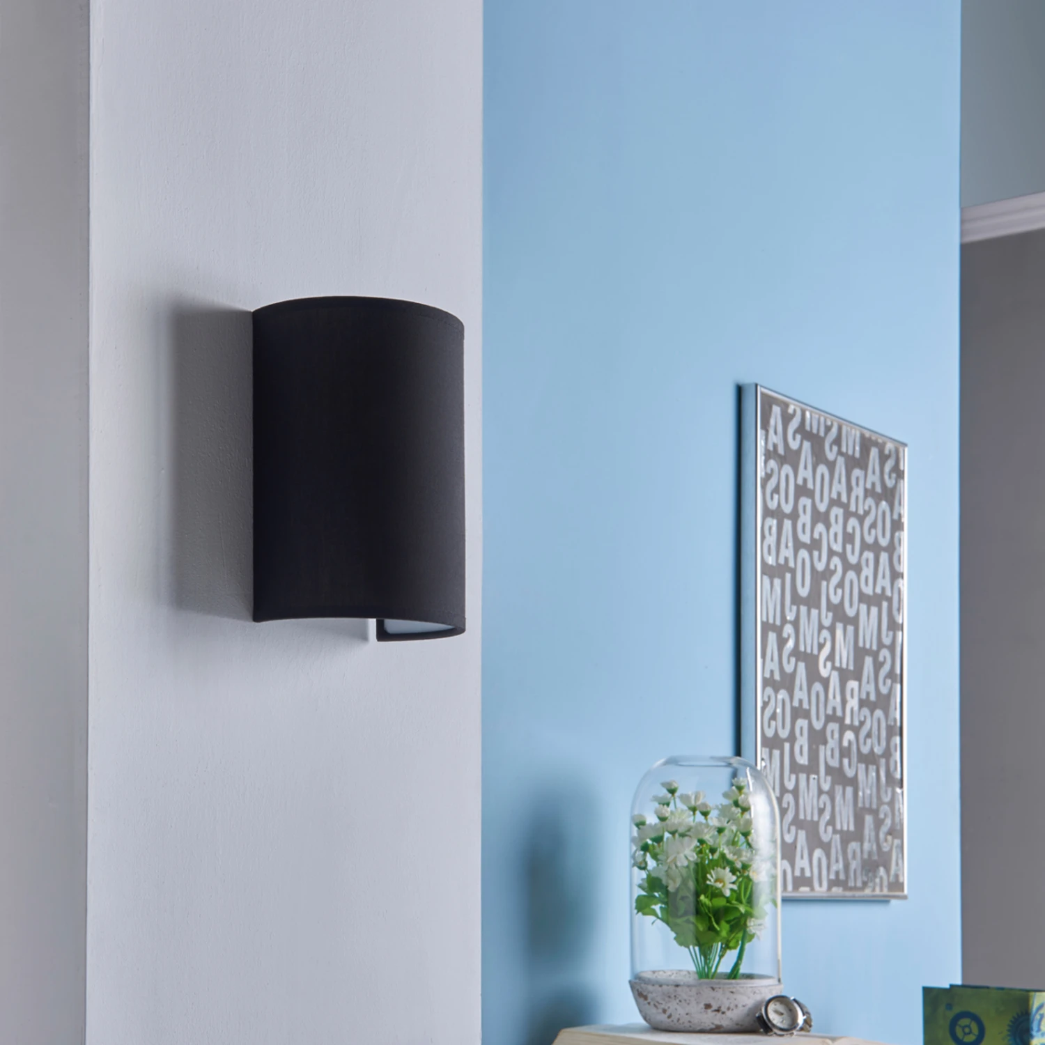 Annalisa - Halbrunde Textilwandlampe In Schwarz 4 Annalisa - Halbrunde Textilwandlampe In Schwarz – Bild 4