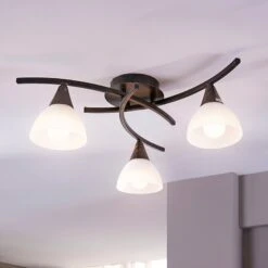 Neu eingetroffen 22 Dreiflammige Deckenlampe Della, Schwarz-gold