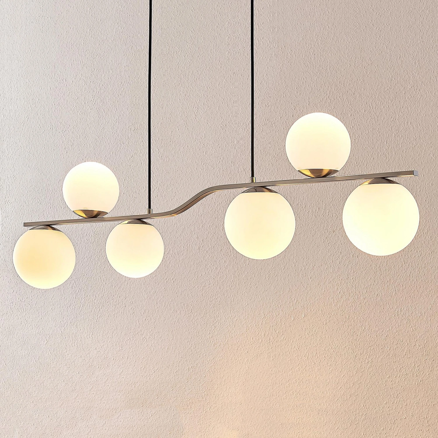 Lindby Avalyn Hängelampe, Weiß, Nickel Satiniert 5 Lindby Avalyn Hängelampe, Weiß, Nickel Satiniert – Bild 5