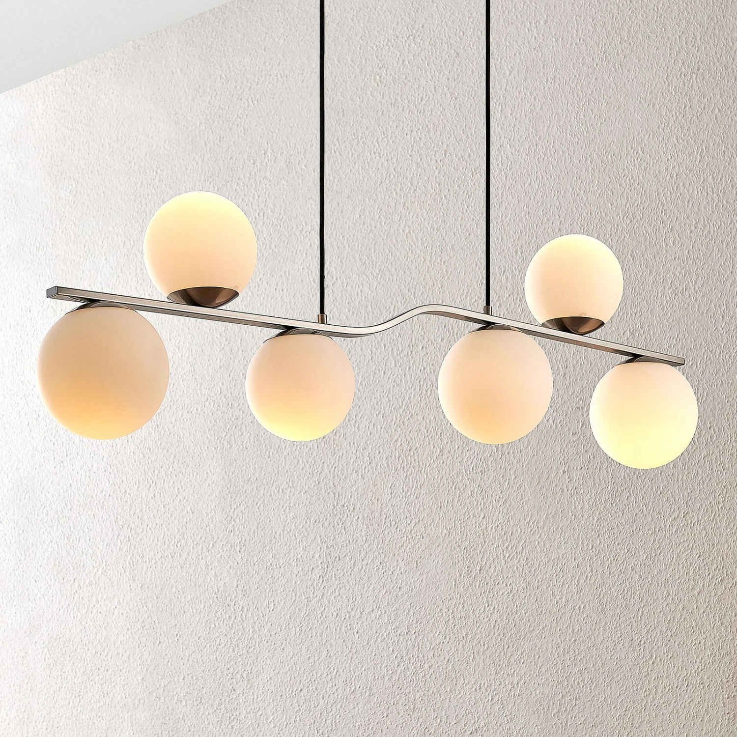 Lindby Avalyn Hängelampe, Weiß, Nickel Satiniert 7 Lindby Avalyn Hängelampe, Weiß, Nickel Satiniert – Bild 7