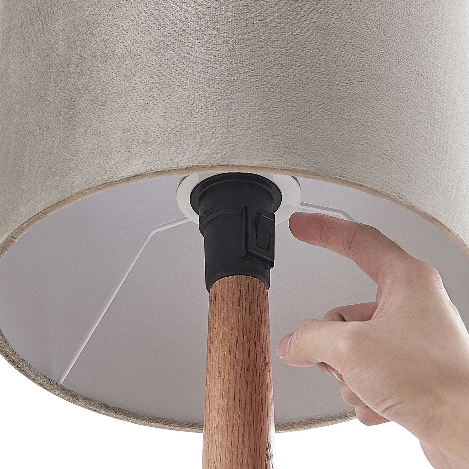 Lucande Heily Tischleuchte, Holz, Rund 30 Cm, Grau 6 Lucande Heily Tischleuchte, Holz, Rund 30 Cm, Grau – Bild 6