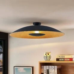 Lindby Narisara Deckenlampe, Schwarz-gold, 80 Cm