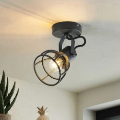 Lindby Flintos Käfig-Spot, Einflammig, Schwarz 12 Lindby Flintos Käfig-Spot, Einflammig, Schwarz -Modegeschäft Für Heimbeleuchtung 9628342 2