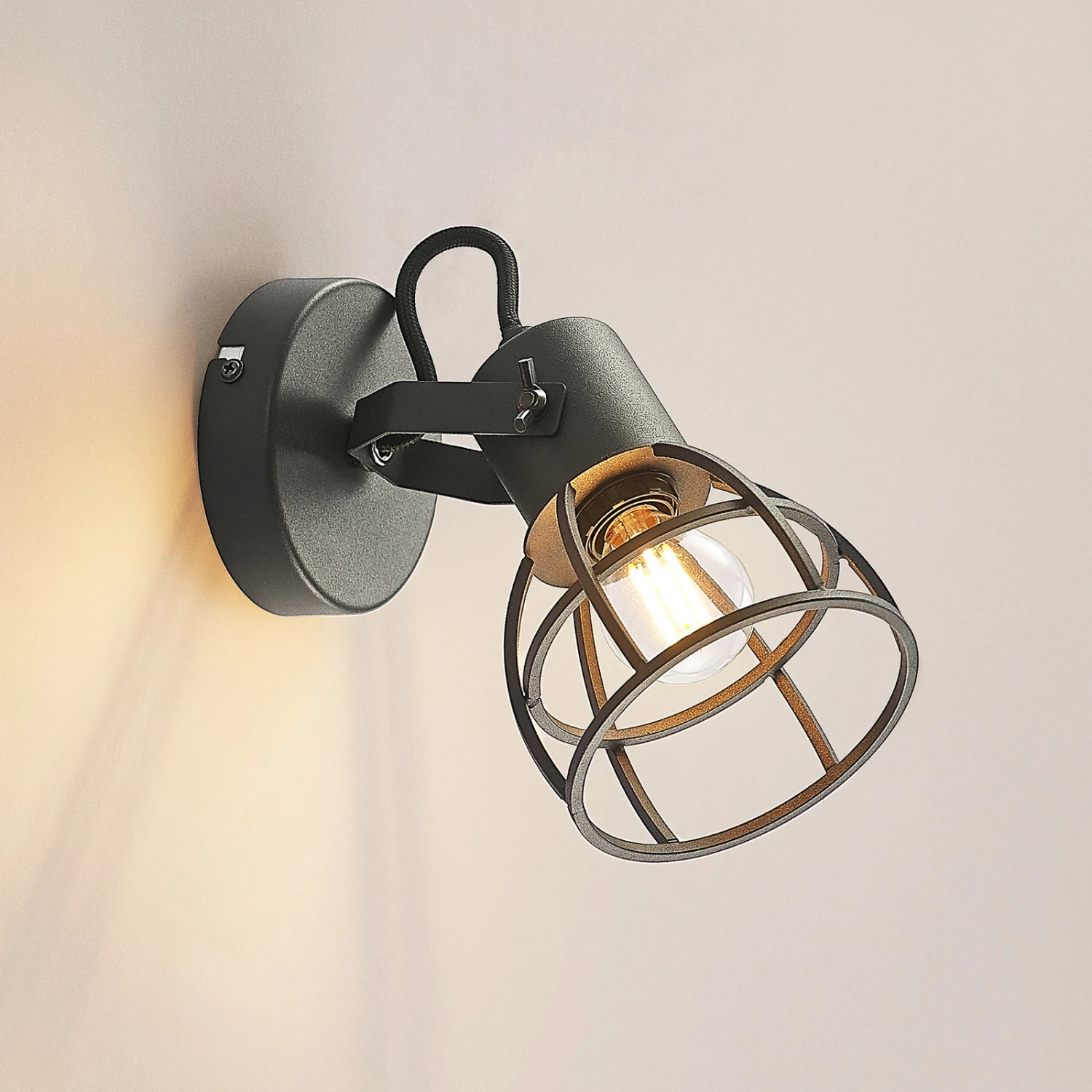 Lindby Flintos Käfig-Spot, Einflammig, Schwarz 5 Lindby Flintos Käfig-Spot, Einflammig, Schwarz – Bild 5