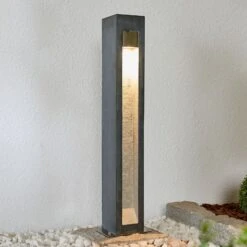 LED-Pollerleuchte Adejan, Basaltstein, V4A, 70 Cm