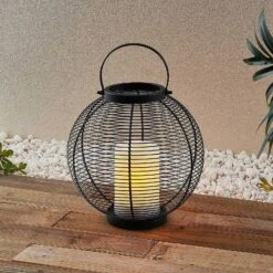 Lindby Mairuna LED-Solar-Laterne, Schwarz, 30,8 Cm